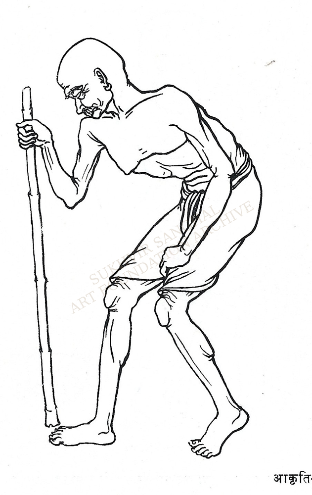 Pencil sketch of an elderly man by Sukhvir Sanghal, from Bhartiya Chitrakala Paddhati.
				